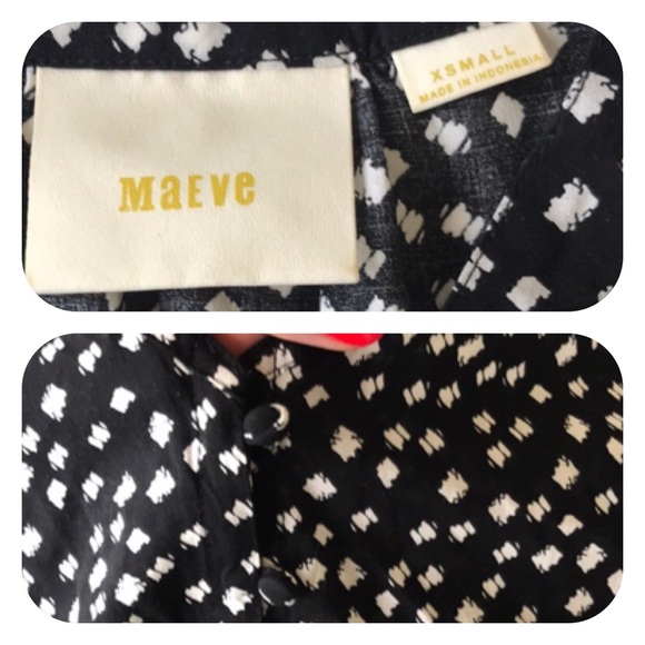 Anthropologie Maeve Lila top black white tiered - Picture 8 of 8